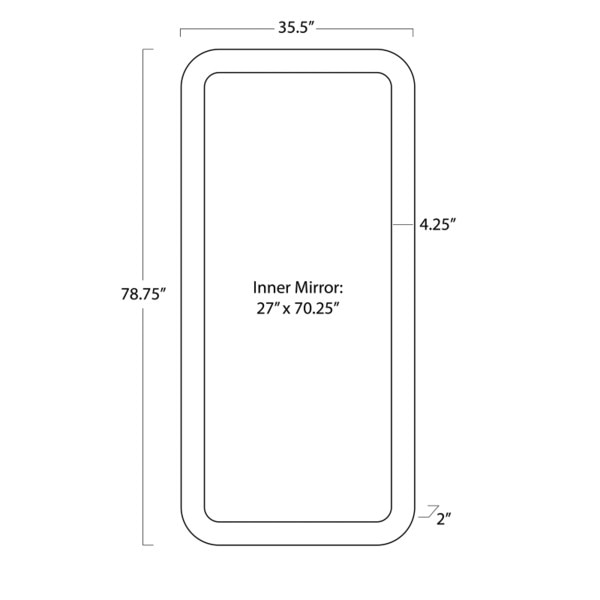 Beretta Leather Mirror (Cappuccino) Line Drawing